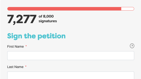 Screenshot of a petition