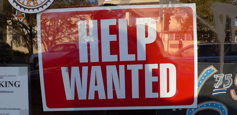 Help Wanted Sign - does it mean there is a "labor shortage"?