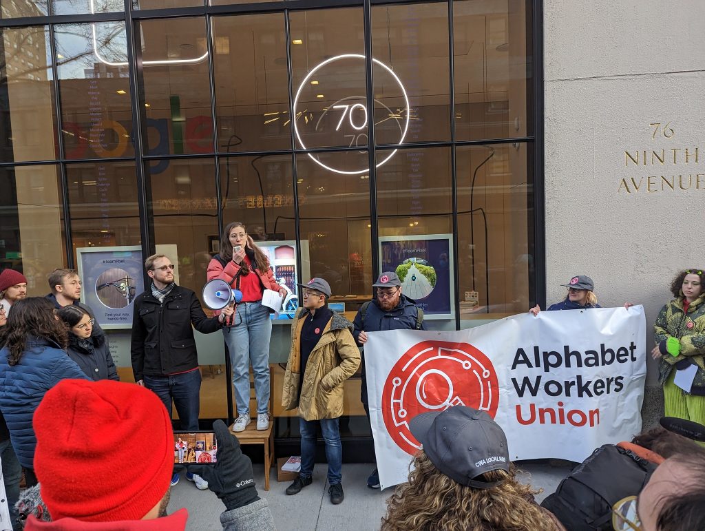 Alphabet Workers Union pickets outside Google