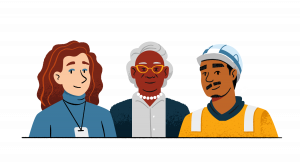 illustration of three different kinds of workers